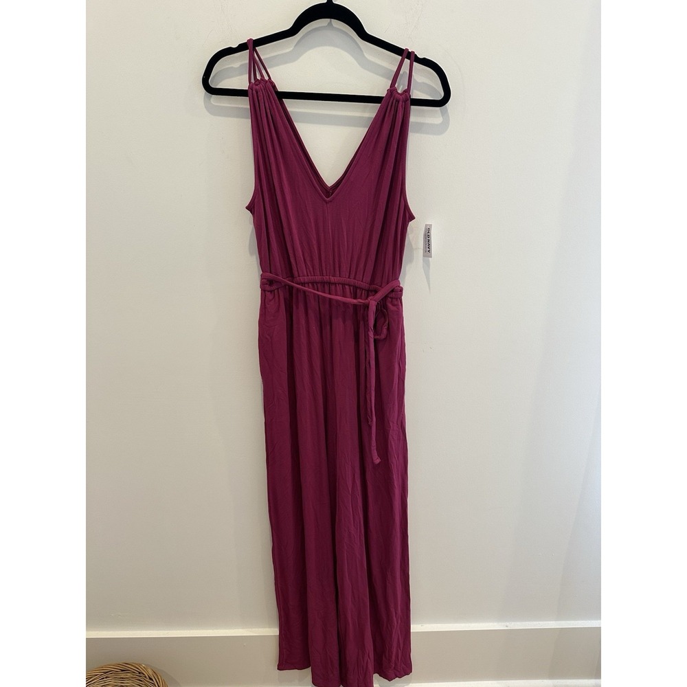 Old Navy NWOT Womens Magenta Spaghetti Strap Pant Jumpsuit Tie Waist Size M